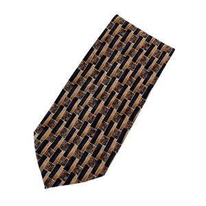 SALE Daniel De Fasson Men's Necktie Silk Brick Geometric Patterned Designer‎